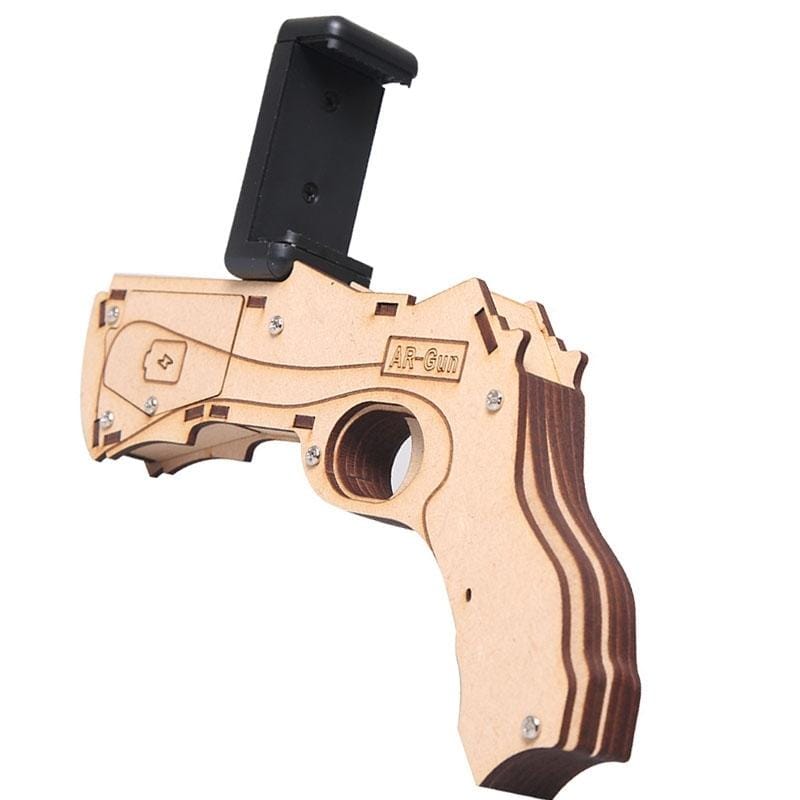 Mini Bluetooth Phone Stand Holder Design Wooden Small AR Gun Toys VR Games 3D AR Gamepad for iOS & Android Smartphones
