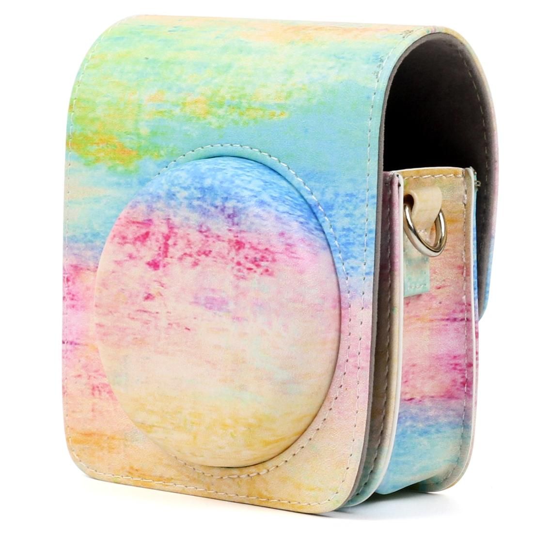 Rainbow Oil painting Pattern PU Leather Protective Camera Case Bag For FUJIFILM Instax Mini90 Camera