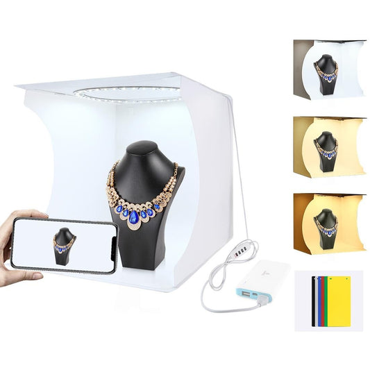 PULUZ 30cm Folding Portable Ring Light Photo Lighting Studio Shooting Tent Box Kit with 6 Colors Backdrops , Unfold Size: 31cm x 31cm x 32cm (Style1)
