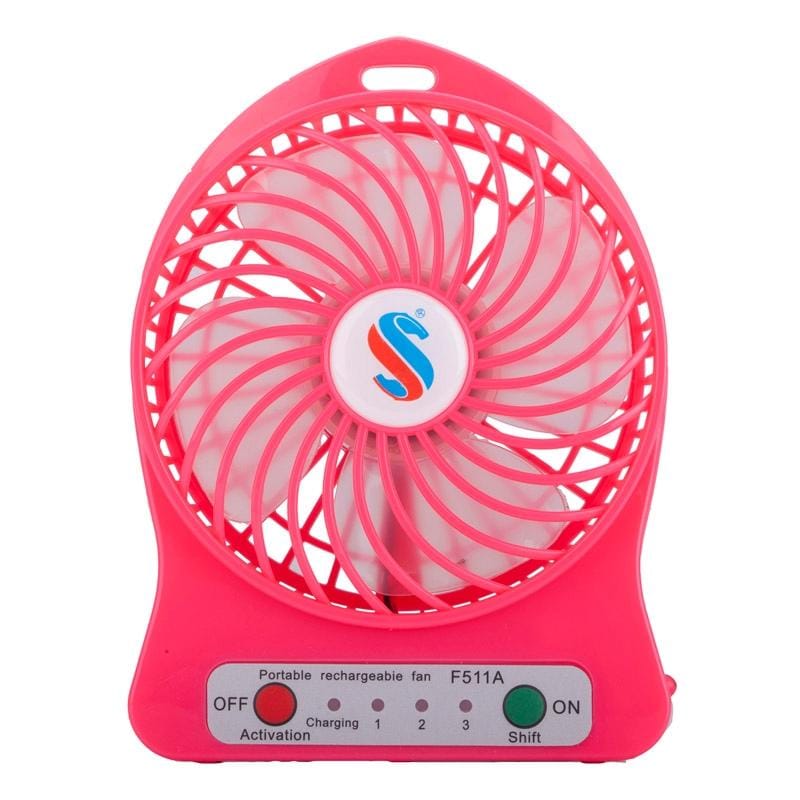 4.3 Inch Portable USB / Li-ion Battery Powered Mini Fan with Third Wind Gear Adjustment, Size: 14.8x12.4x4.5cm (Magenta)