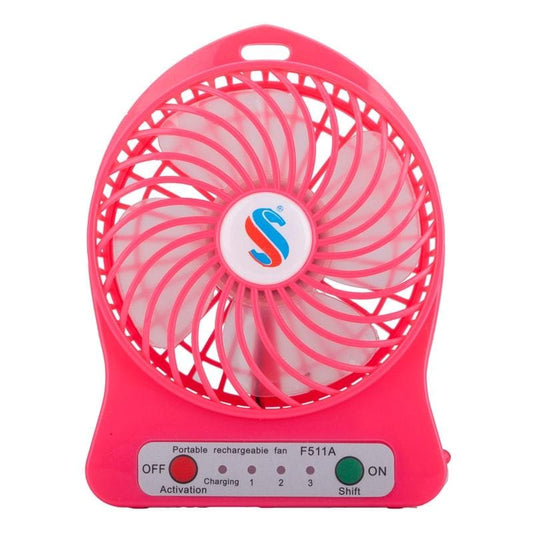 4.3 Inch Portable USB / Li-ion Battery Powered Mini Fan with Third Wind Gear Adjustment, Size: 14.8x12.4x4.5cm (Magenta)