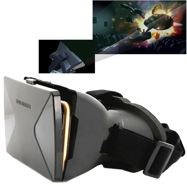 3D Cardboard Head Mount Plastic Virtual Reality 3D Video Glasses for 6.0 inch Android iOS Smartphone (Black)