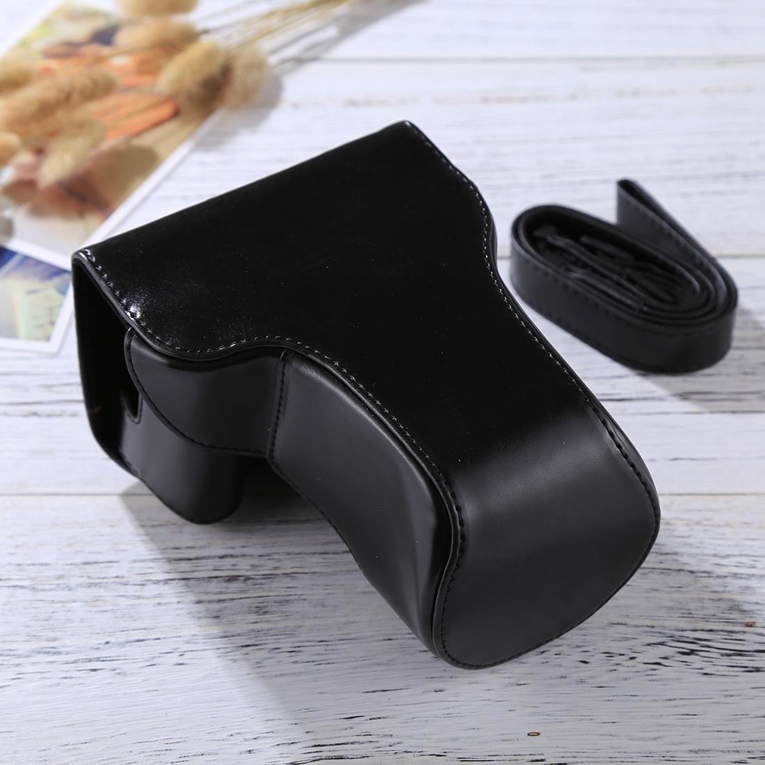 Full Body Camera PU Leather Case Bag with Strap for Canon EOS M6 (Brown)