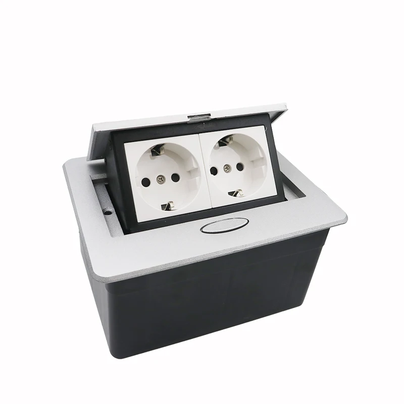 Desktop pop up socket box with 2 EU plug with 1.8m power cable