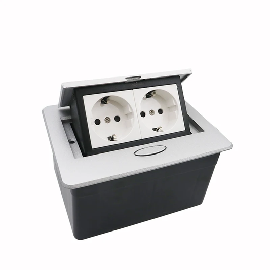 Desktop pop up socket box with 2 EU plug with 1.8m power cable