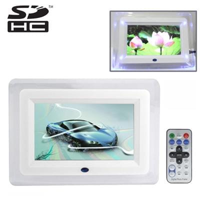7 inch 4 Blue LED Lights Digital Picture Frame with Remote Control, Image Resolution: 800 * 480 (White)