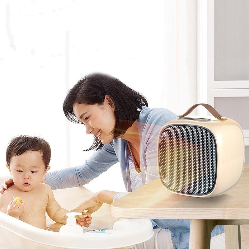 Smart Mini Heater Home Desktop Small Heater, CN Plug (Metal Mesh-Beige)