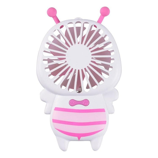 Portable Bee Shaped USB Rechargeable Mute Mini Cooling Handheld Fan with Light (Pink)