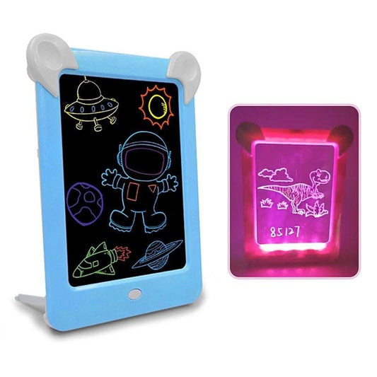 LED Luminous Drawing Board Electronic Fluorescent Writing Board Children Light Painting Message Board (Blue)