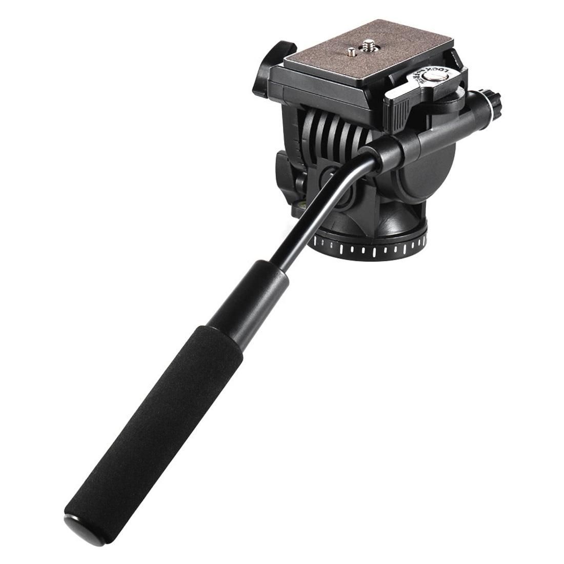 Plastic Heavy Duty Video Camera Three-Dimensional Tripod Action Fluid Drag Head with Sliding Plate for DSLR & SLR Cameras (Black)