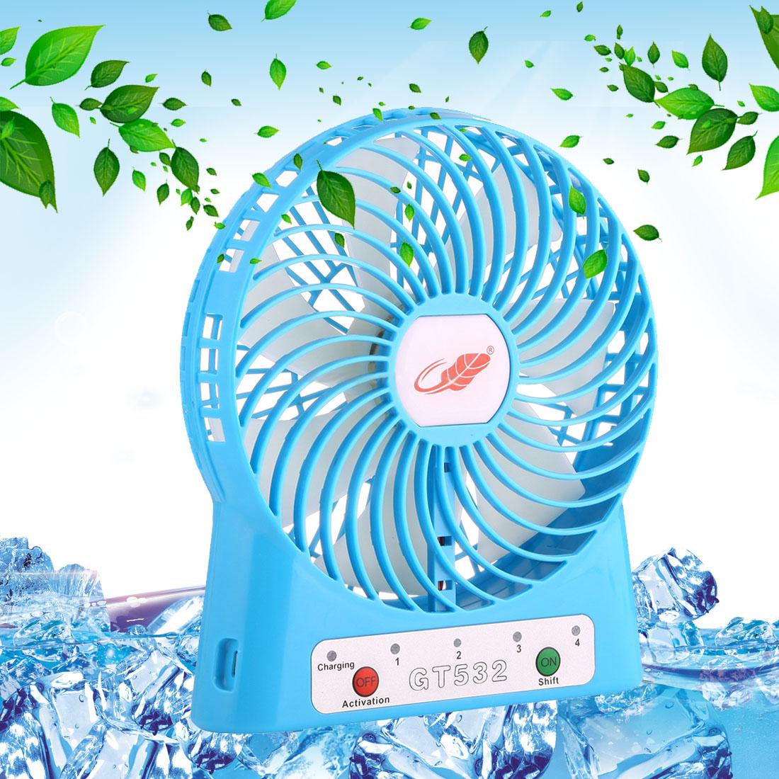 GONGTIAN GT532 Portable Multifuncional USB Rechargeable Fans, 4 Ranges Speed Modes (Blue)