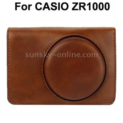 Digital Leather Camera Case Bag with Strap for CASIO ZR1000 (White)