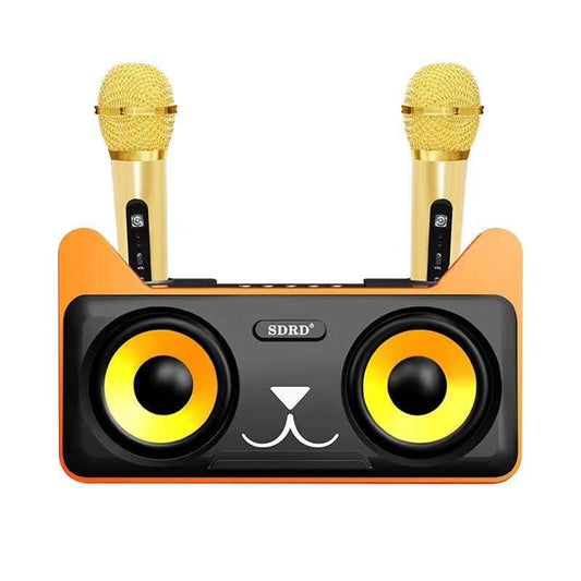 SDRD SD-305 2 in 1 Family KTV Portable Wireless Live Dual Microphone + Bluetooth Speaker (Black)
