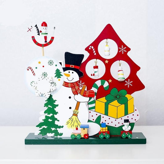 2 PCS Christmas Wooden Santa Claus Snowman Music Box (Christmas Snowman)