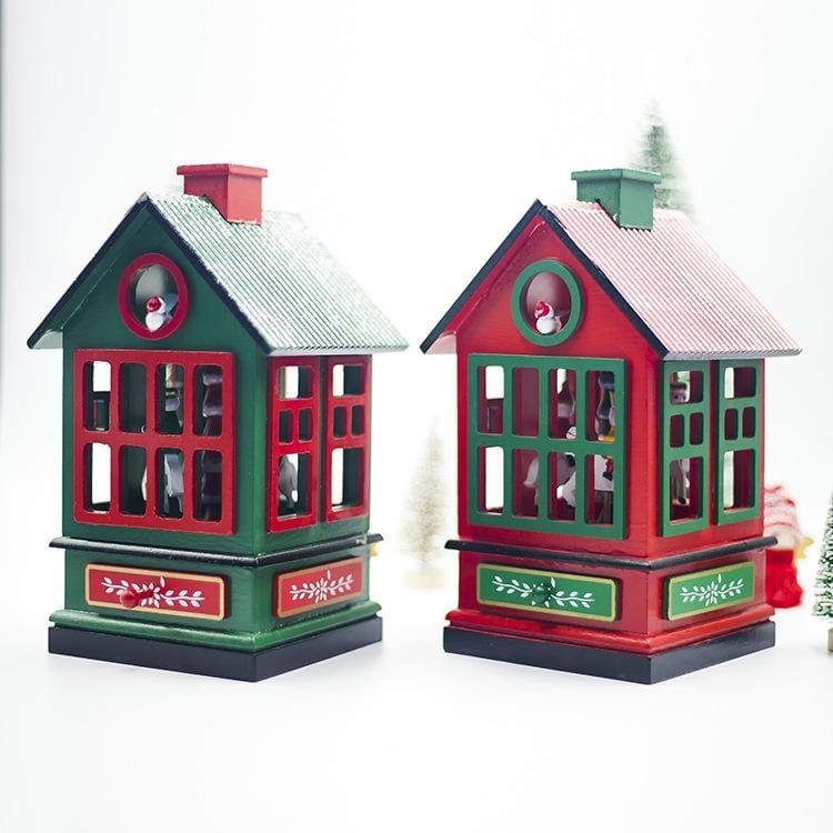 2 PCS Christmas Carousel Music Box Ornament (Green)