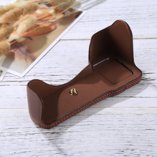 1/4 inch Thread PU Leather Camera Half Case Base for Sony A7S2 / A7R2 / A7K2 / A7 II (Coffee)