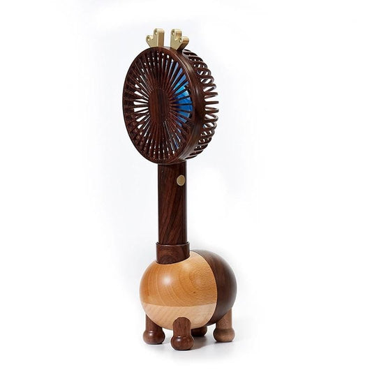 Wood Cartoon Deer Shape USB Rechargeable Portable Handheld Mini Electric Fan, Style:MF3