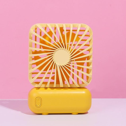 USB Charging Handheld Mini Fan Desktop Portable Small Fan (Yellow)