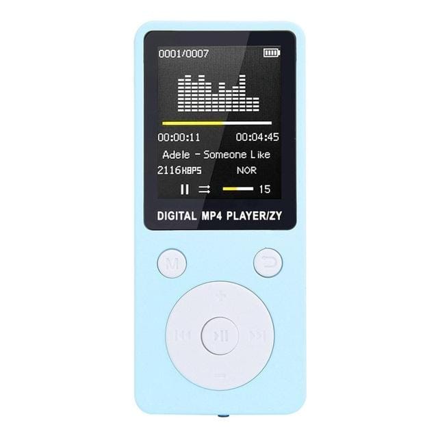Portable MP4 Lossless Sound Music Player FM Recorder Walkman Player Mini Support Music, Radio, Recording, MP3, TF Card, No Memory (Blue)