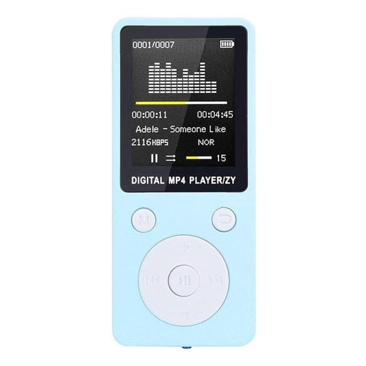Portable MP4 Lossless Sound Music Player FM Recorder Walkman Player Mini Support Music, Radio, Recording, MP3, TF Card, No Memory (Blue)