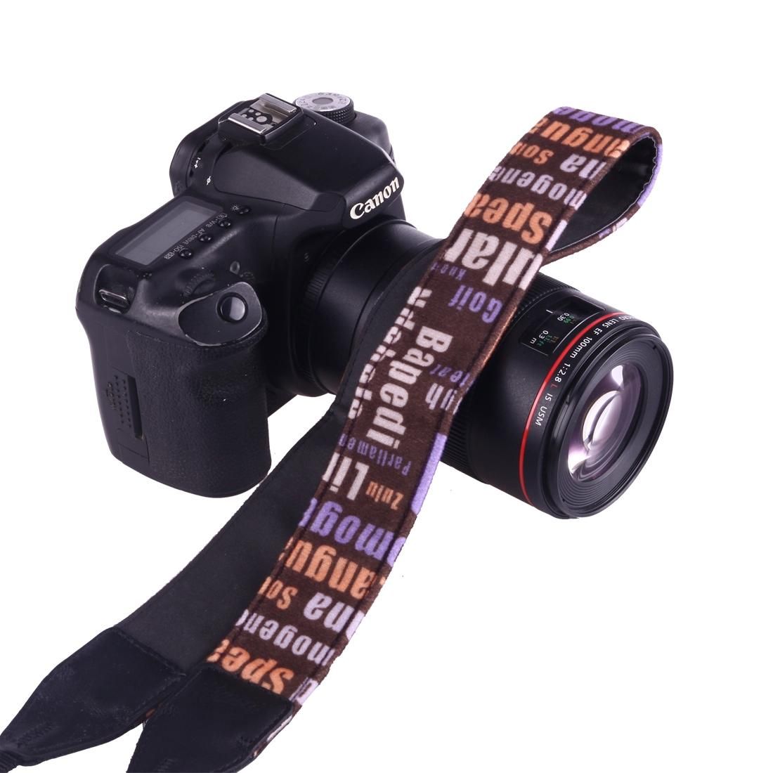 LYNCA LH-06 British Style Series Brown Background English Words Universal Genuine Leather Shoulder Neck Strap Camera Strap for Nikon / Canon / Sony / Panasonic / SLR DSLR ILDC (Style5)