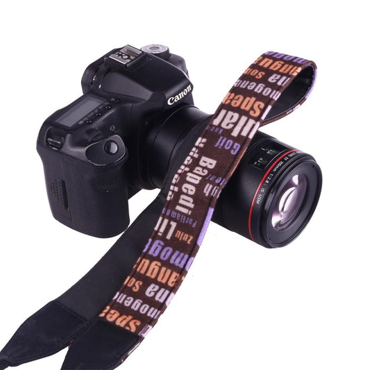 LYNCA LH-06 British Style Series Brown Background English Words Universal Genuine Leather Shoulder Neck Strap Camera Strap for Nikon / Canon / Sony / Panasonic / SLR DSLR ILDC (Style5)