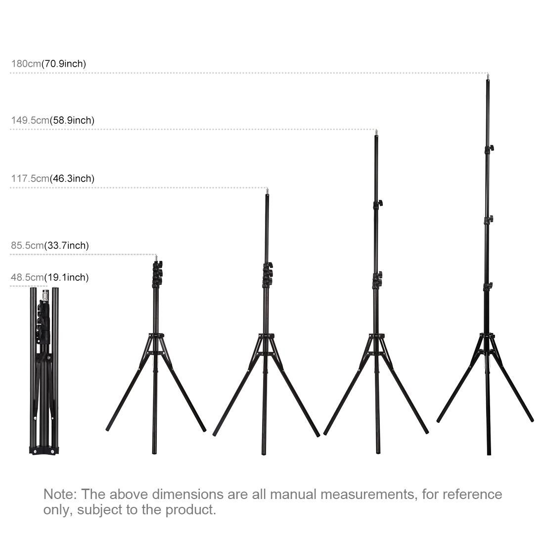 PULUZ Reverse Foldable 4 Sections 1.8m Height Tripod Mount Holder for Vlogging Video Light  Live Broadcast Kits (Black)