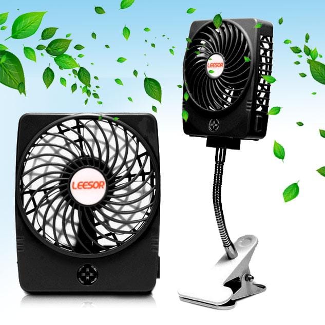 Y-FAN F-97 Portable Rechargeable USB Mini Desktop Fan with Flexible Tube Clip Holder (Black)