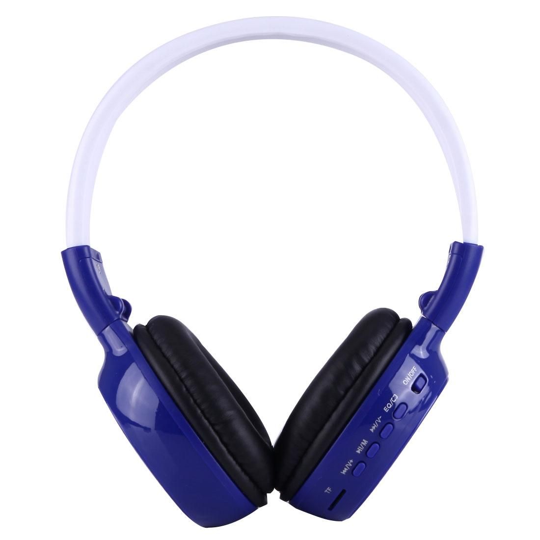 BS-N65 Headband Folding Stereo HiFi Wireless Headphone Headset with LCD Screen & TF Card Slot & LED Indicator Light & FM Function (Dark Blue)