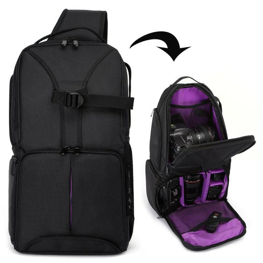 HUWANG Waterproof Shoulder Backpack  Padded Shockproof Camera Case Bag for Nikon (Purple)