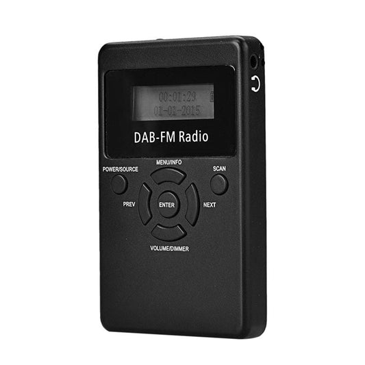 HRD-101 Portable Mini Digital DAB+FM Radio with Lanyard & Headset (Black)