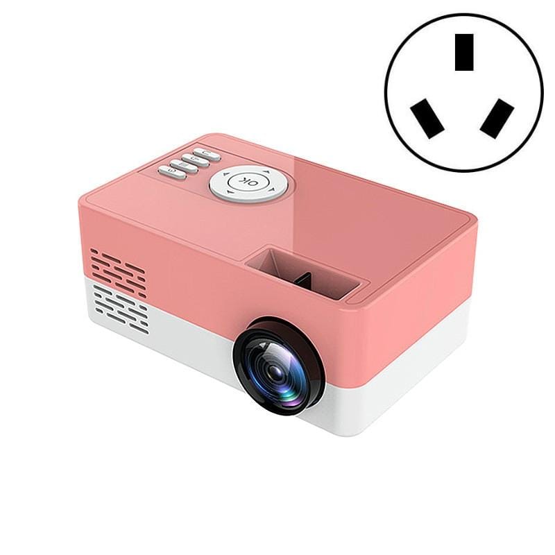 S261/J16 Home Mini HD 1080P Portable LED Projector, Support TF Card / AV / U Disk, Plug Specification:AU Plug (Pink White)