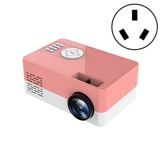 S261/J16 Home Mini HD 1080P Portable LED Projector, Support TF Card / AV / U Disk, Plug Specification:AU Plug (Pink White)