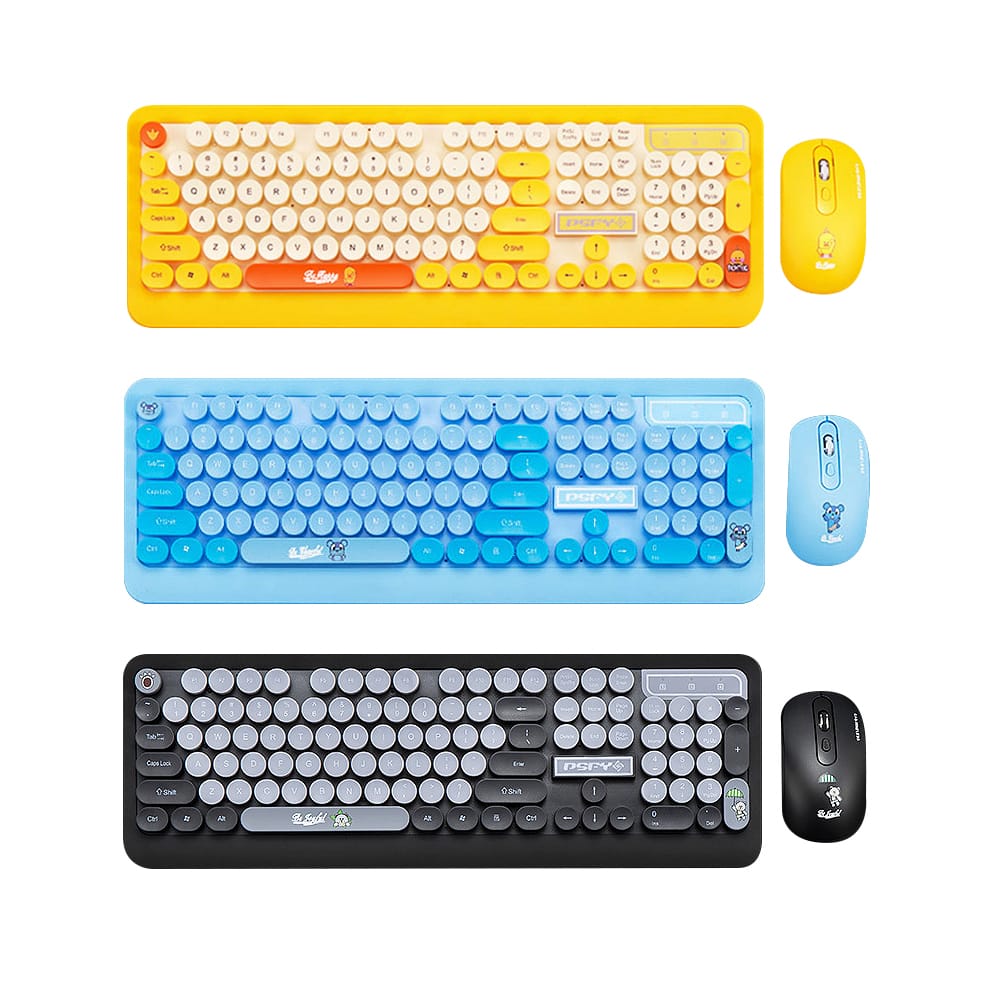K68 Keyboard & Mouse Combo 2.4GHz Wireless Cute Retro Round