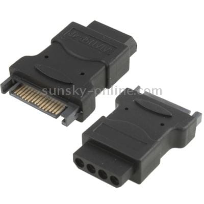 SATA 15 Pin Male to 4 Pin Female Adapter (Black)