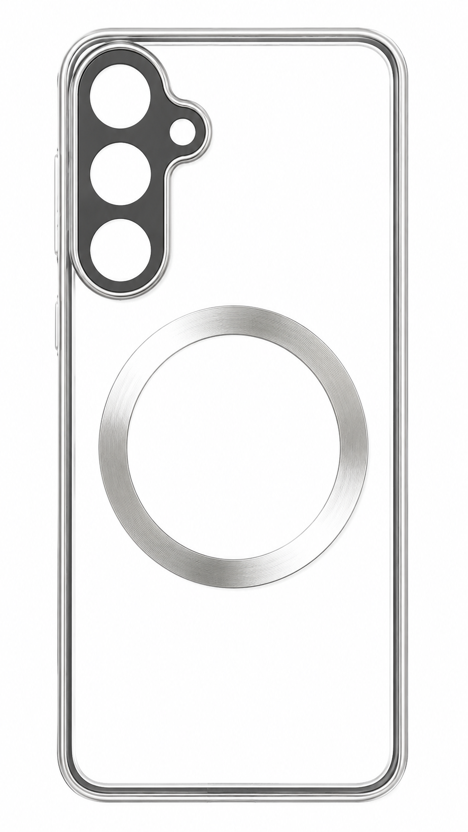 Magnetic Clear Case for Samsung Galaxy S24 / S25 – 360° Full Body Transparent Shockproof Protective Cover with Magnetic Adsorption - Silver