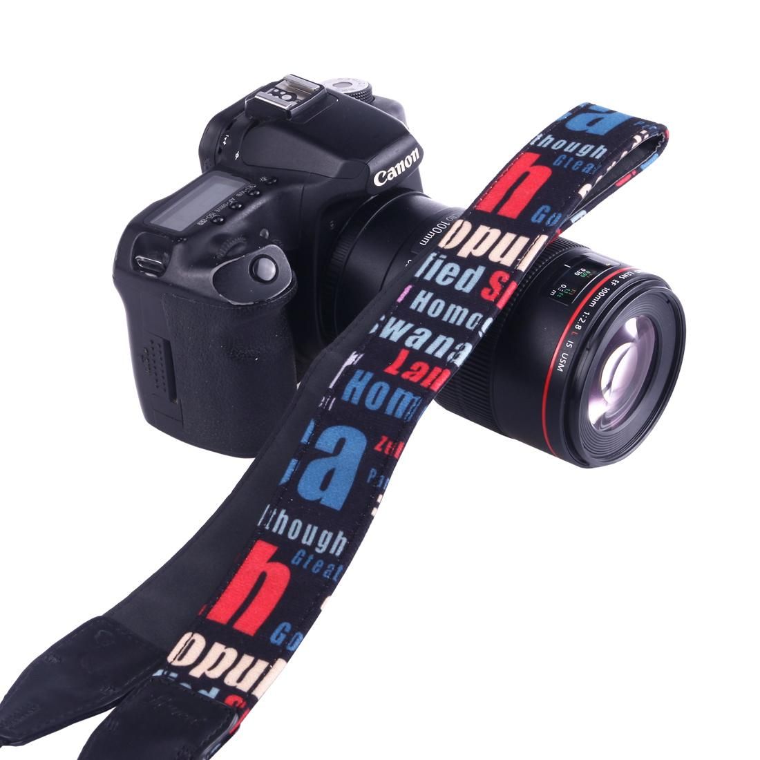 LYNCA LH-02 British Style Series Red Blue English Words Universal Genuine Leather Shoulder Neck Strap Camera Strap for Nikon / Canon / Sony / Panasonic / SLR DSLR ILDC (Style1)