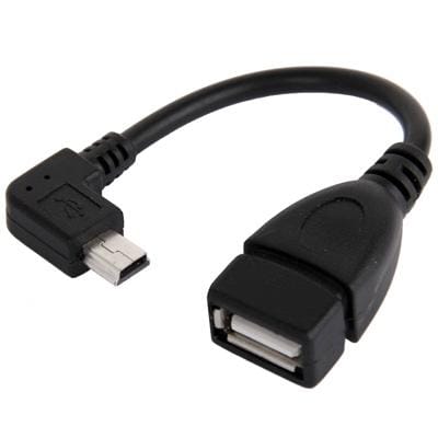 90 Degree Mini USB Male to USB 2.0 AF Adapter Cable with OTG Function, Length: 13cm (Black)