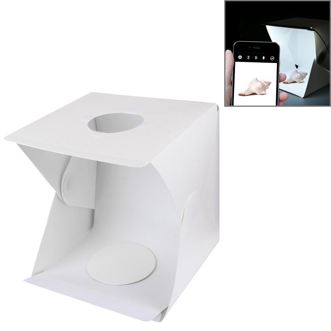 Folding Portable LED Photo Diffuse Studio Soft Box with Micro USB Cable & Black and White Background Fabric, Size: 40 x 40 cm