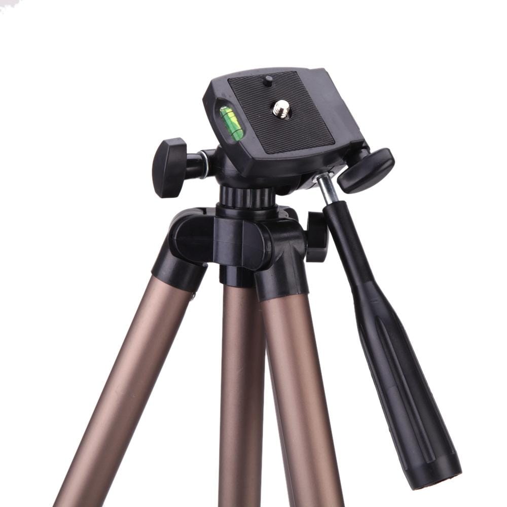 WT3130 Portable Camera Tripod Stand with Rocker Arm for DSLR Camera Camcorder (Brown)