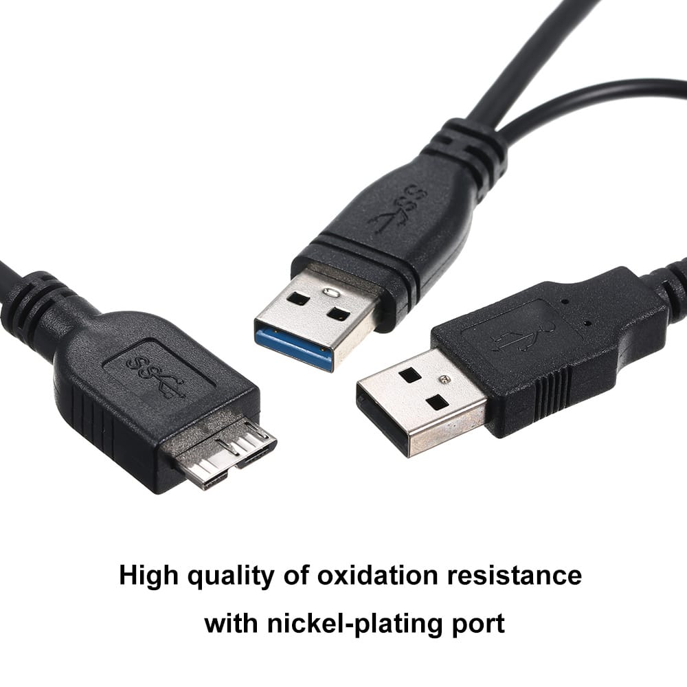 USB 3.0 Male to Micro USB Cable with USB Power Cable for