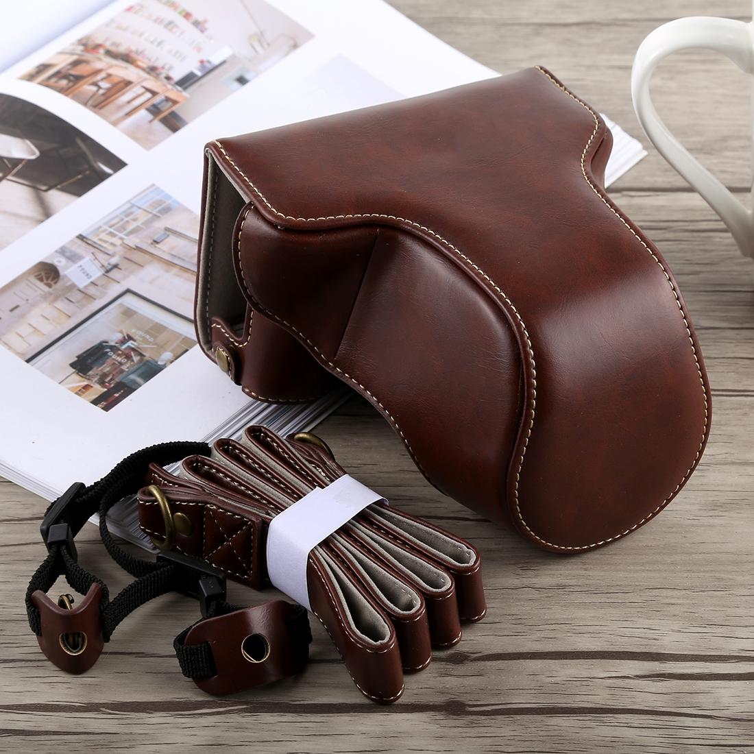 Full Body Camera PU Leather Case Bag with Strap for Fujifilm X-A5 (Coffee)