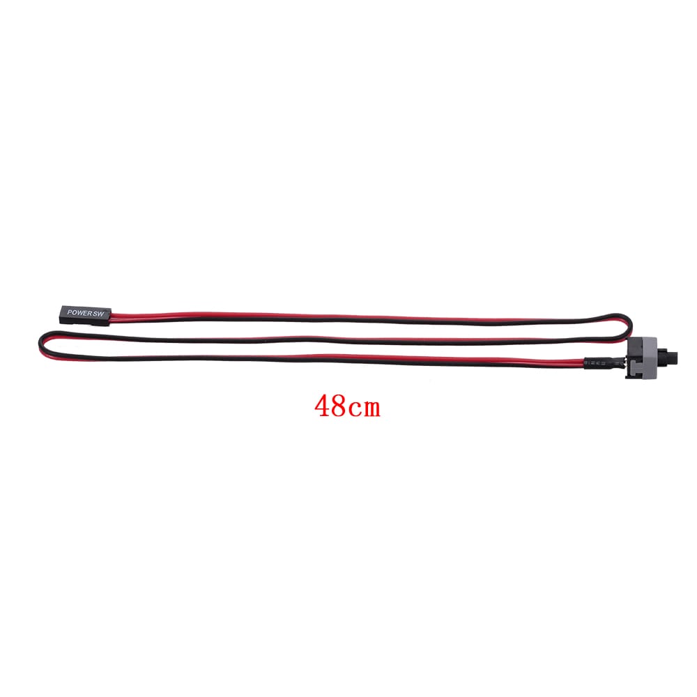 PC Power Cable 48cm 2 Pin SW Cable On/Off/Reset Push Button - Black Red