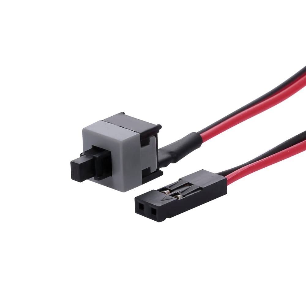 PC Power Cable 48cm 2 Pin SW Cable On/Off/Reset Push Button - Black Red