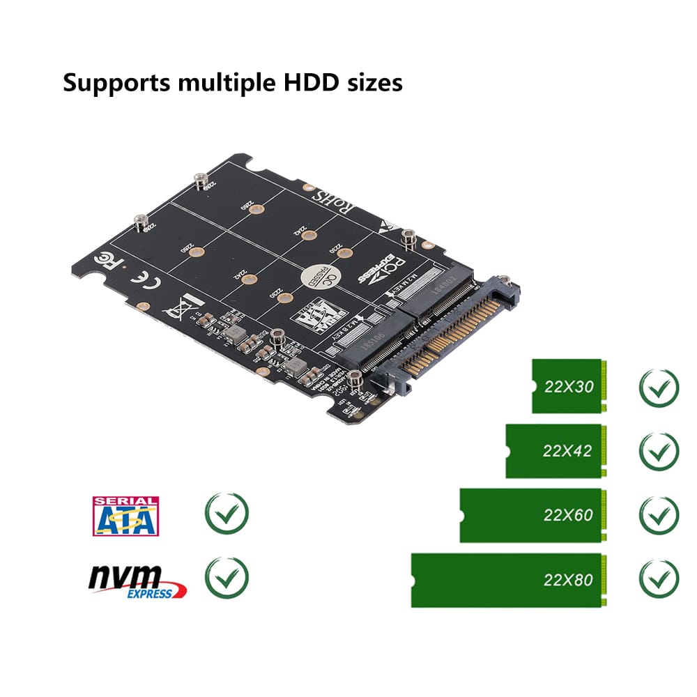 M.2 NGFF SSD(Key M) Key B SSD to U.2 SFF-8639 Adapter Card