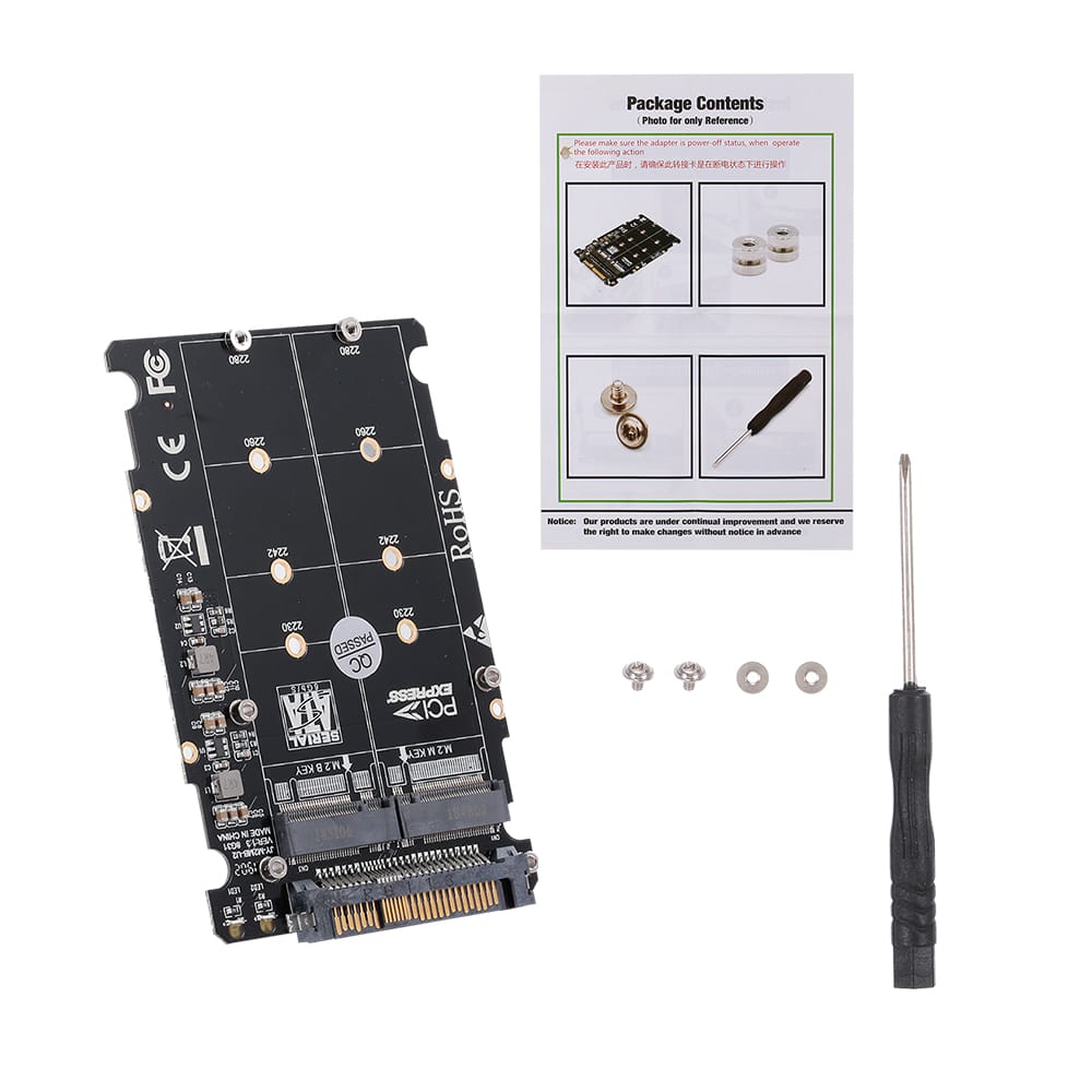 M.2 NGFF SSD(Key M) Key B SSD to U.2 SFF-8639 Adapter Card