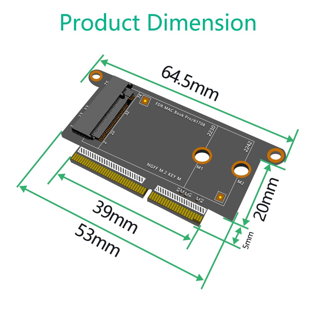 M.2 NVME SSD Adapter Card M.2 NVMe Key M 2230/2242 SSD