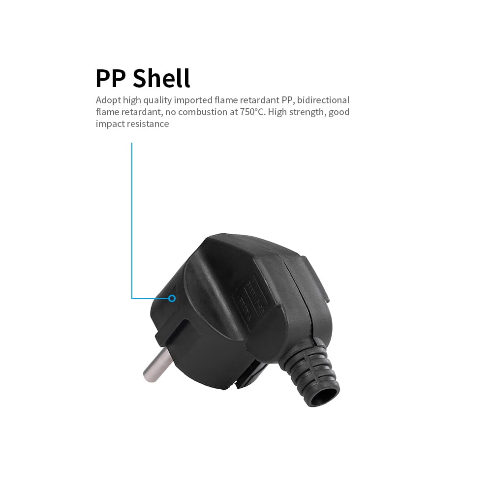 16A EU Removable Plug Round Pin German Standard Bent Plug
