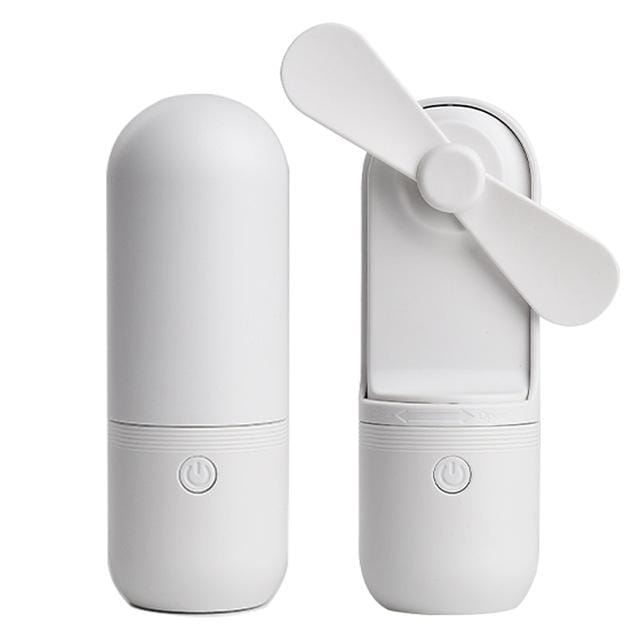 USB Charging Handheld Mini Folding Fan Desktop Fan (White)