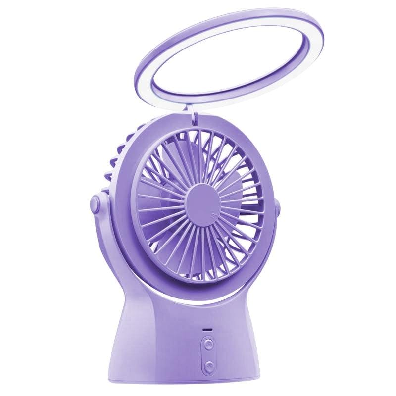 Two-in-one Lamp USB Fan Charging Mini Office Desktop Handheld Fan (Lilac Purple)